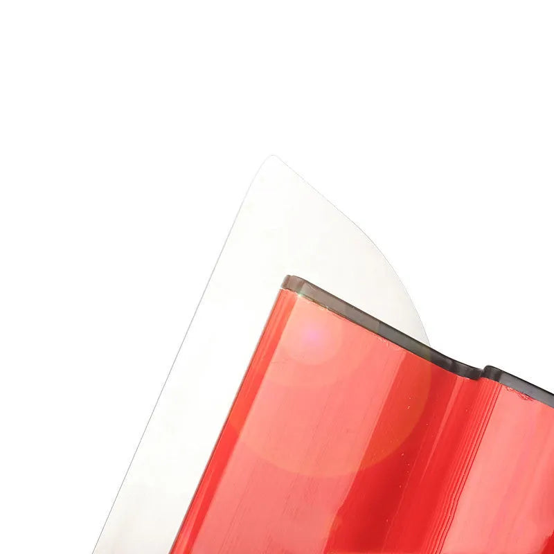 Red leveling scraper tool with a 40cm long steel blade for wall putty and wallpaper paste.
