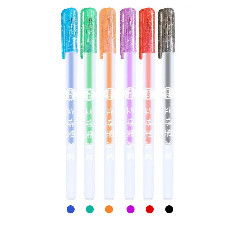 Shiny metal quicksand pen set with pearlescent gel ink for black and kraft paper art