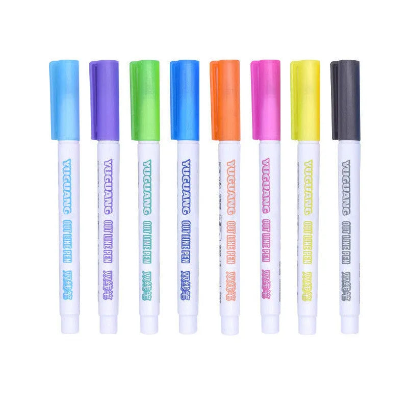 Shiny metal quicksand pen set with pearlescent gel ink for black and kraft paper art