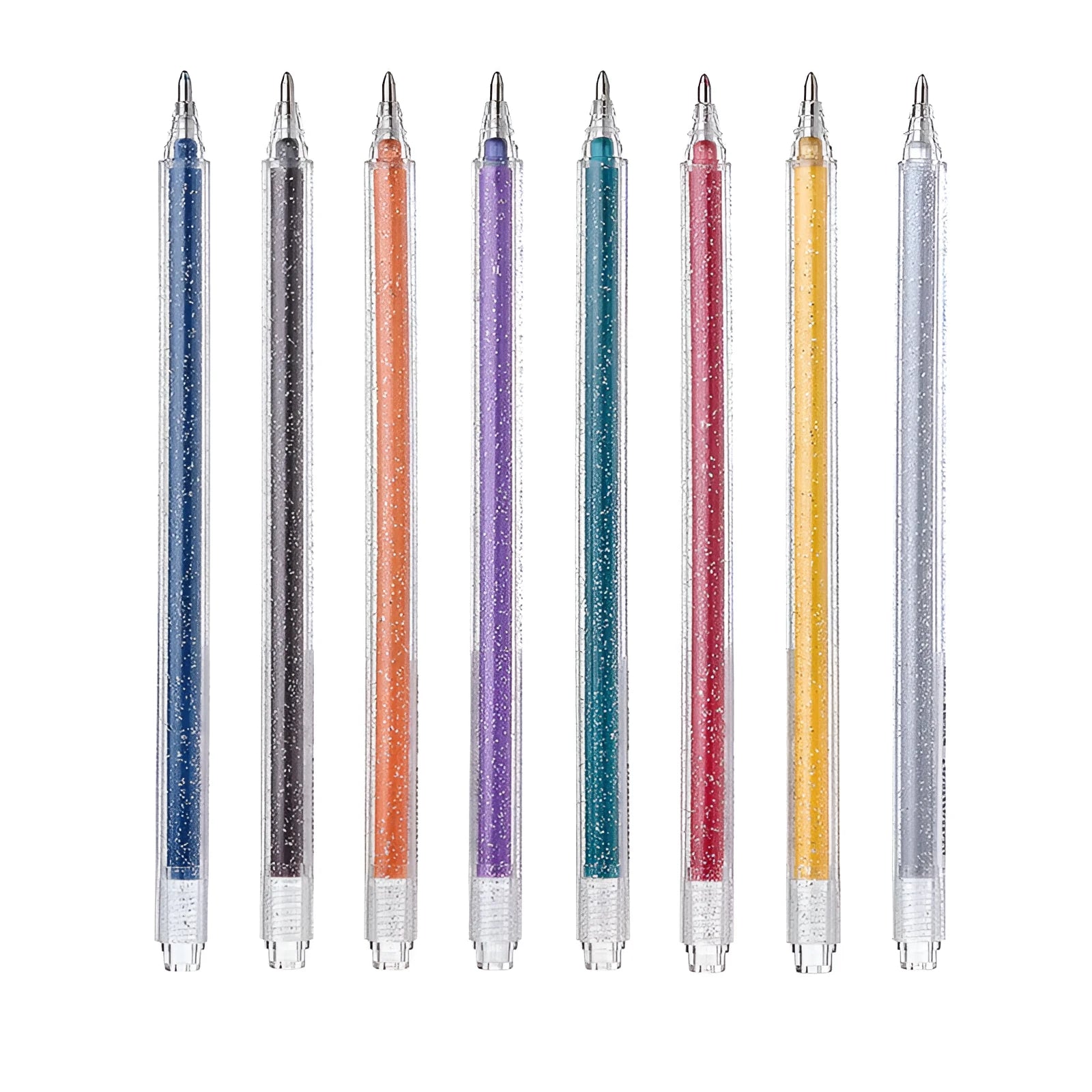 Shiny metal quicksand pen set with pearlescent gel ink for black and kraft paper art