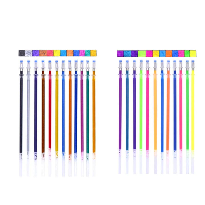 Shiny metal quicksand pen set with pearlescent gel ink for black and kraft paper art