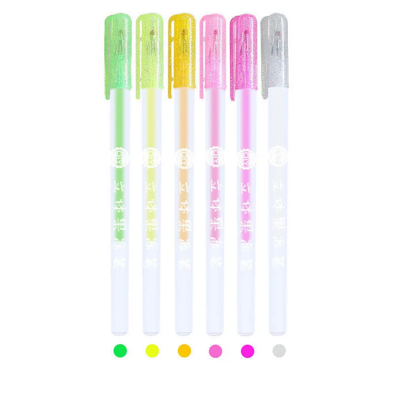 Shiny metal quicksand pen set with pearlescent gel ink for black and kraft paper art