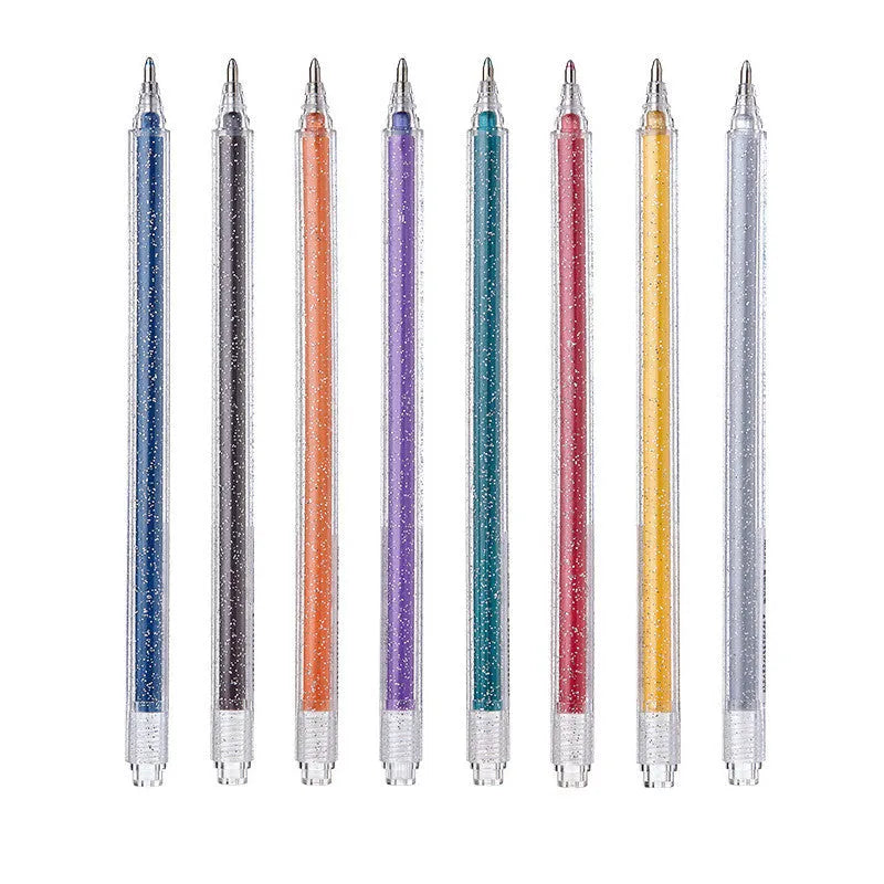Shiny metal quicksand pen set with pearlescent gel ink for black and kraft paper art