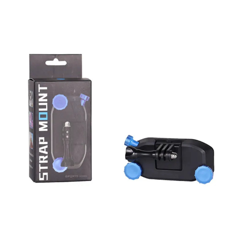 Blue and red GoPro shoulder strap buckle clip for backpack camera mounting