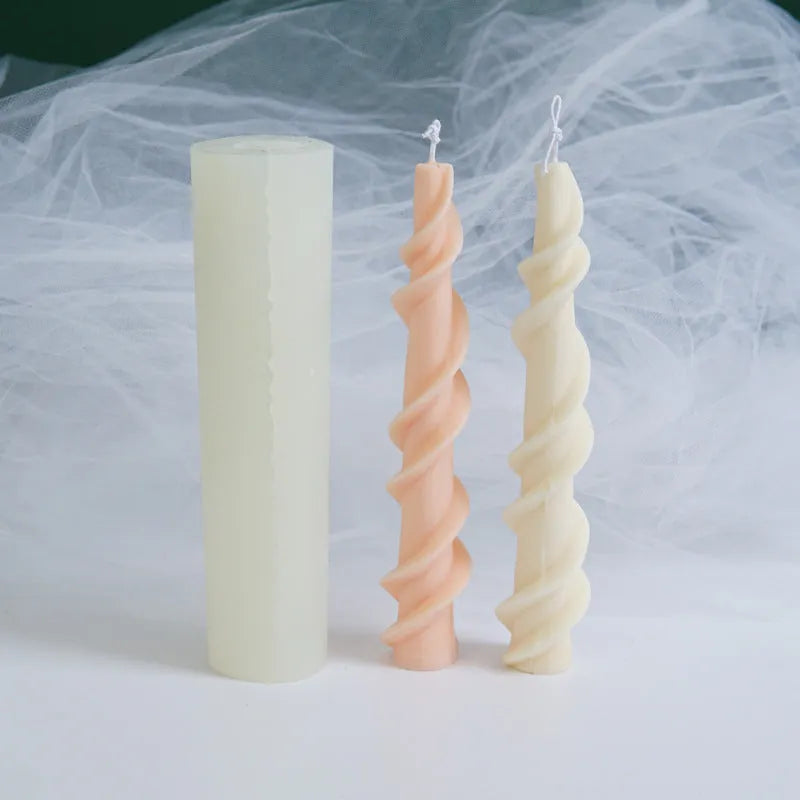 Yihai screw wax silicone mould for making spiral lace rod decorative candles