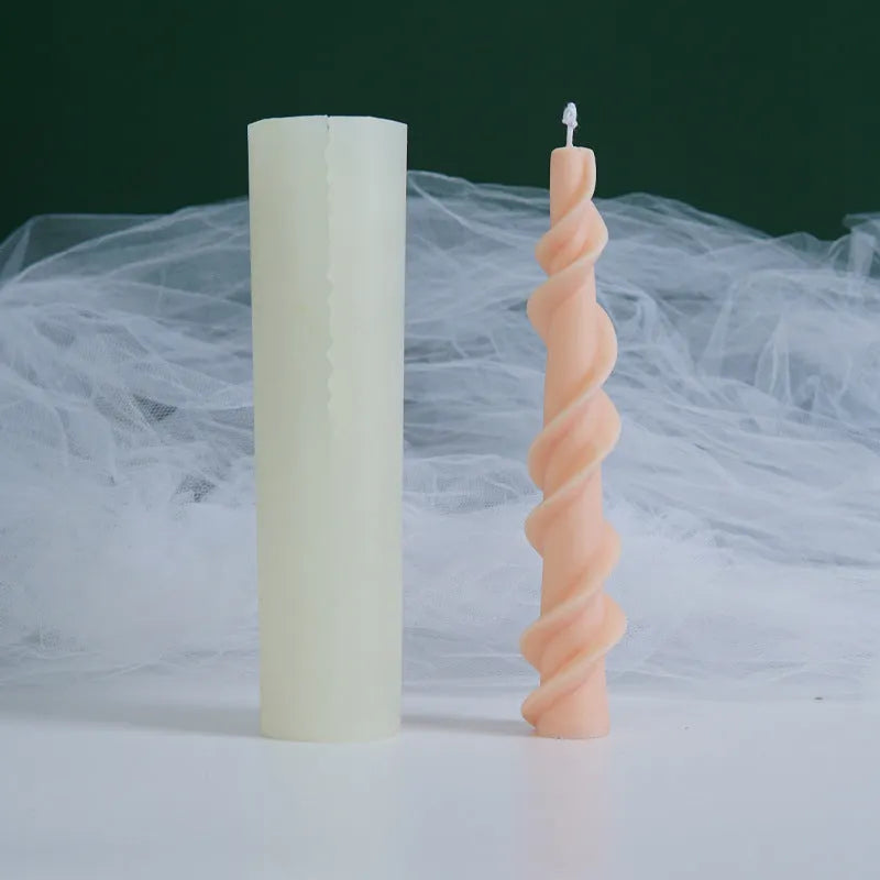 Yihai screw wax silicone mould for making spiral lace rod decorative candles
