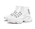 Men's black and white casual sports shoes with mesh interior, available in sizes 39 to 47