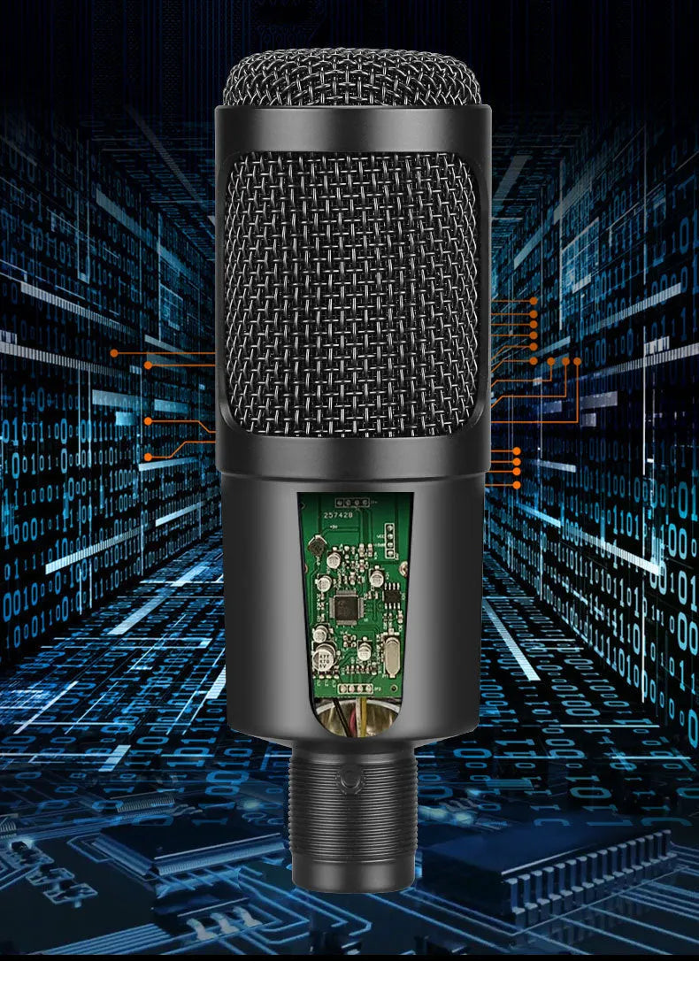 Zhongtong AK-6 black USB condenser microphone for home computer recording with bracket