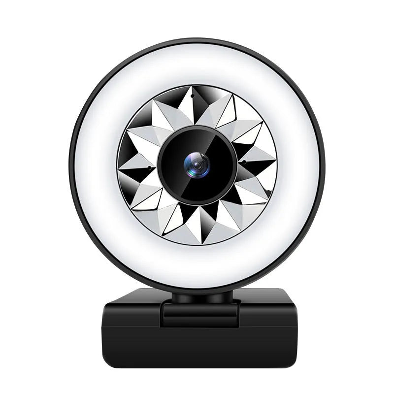 USB computer web camera 1080P with fill light and beauty mode, 2MP CMOS sensor, plastic body, white, 1.5m cable