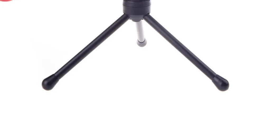 Black wired microphone with clip holder for PC and laptop voice chat and karaoke use