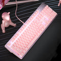 Pink mechanical keyboard and wired gaming mouse set with USB connection