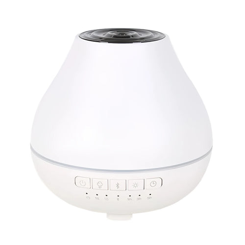 White round Bluetooth humidifier and aroma diffuser with night light functions