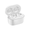 A6 noise cancelling Bluetooth headset with black and white colour options showing earplug design