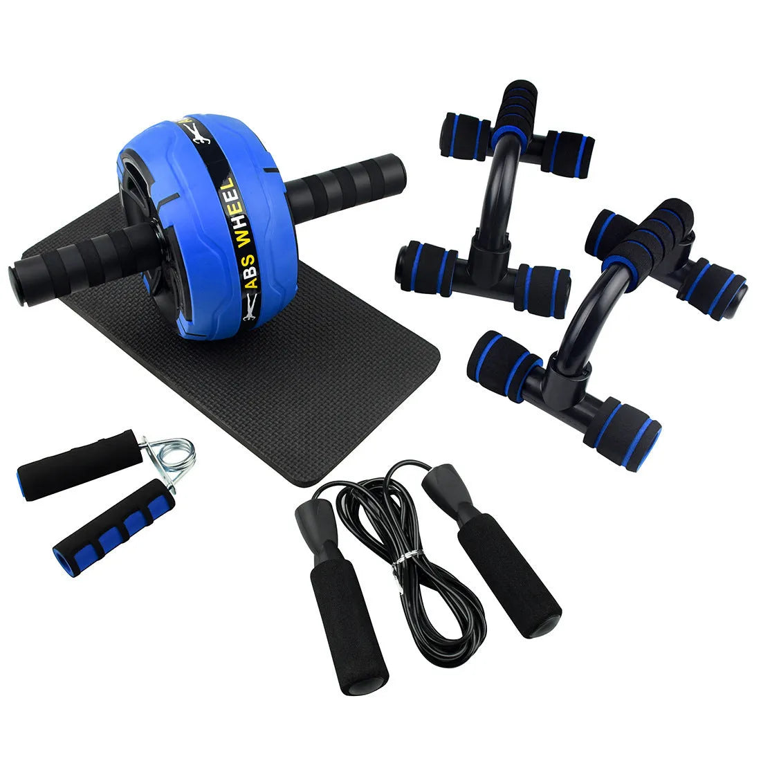 Green resistance bands set with push-up bar for abdominal and upper body training exercises