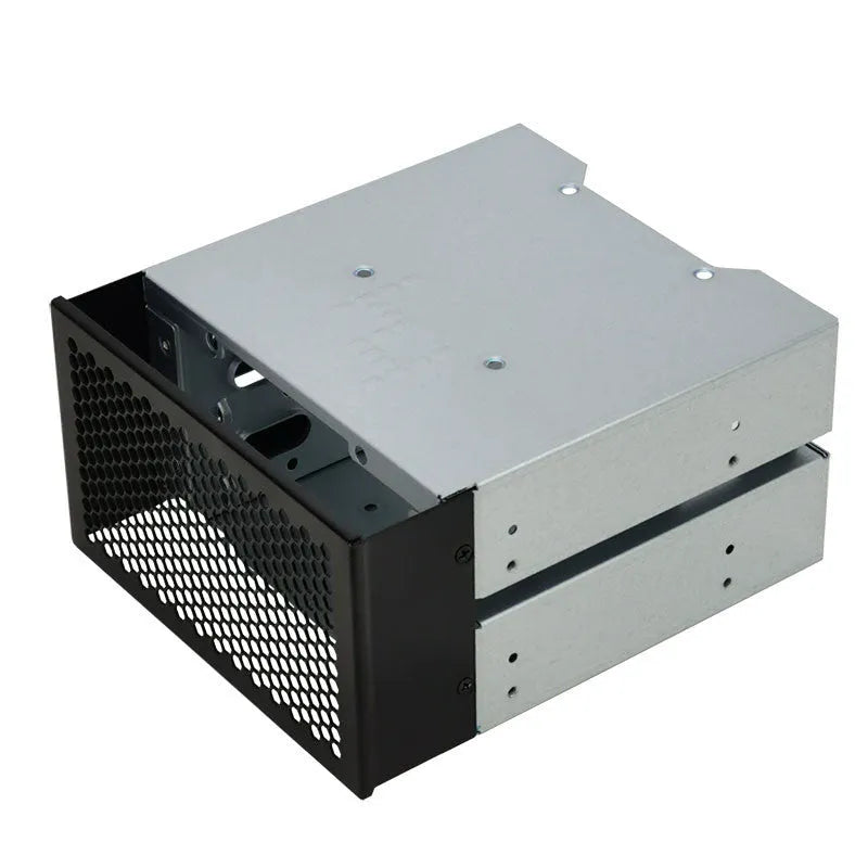 Transparent hard drive cage for 5.25-inch to 3.5-inch drive conversion