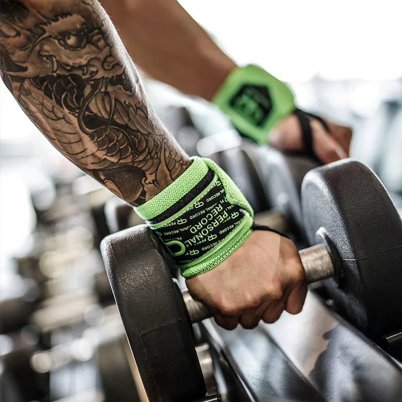 Orange fitness wristband for bench press training, non-woven fabric construction, 62cm length