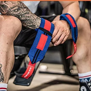 Orange fitness wristband for bench press training, non-woven fabric construction, 62cm length