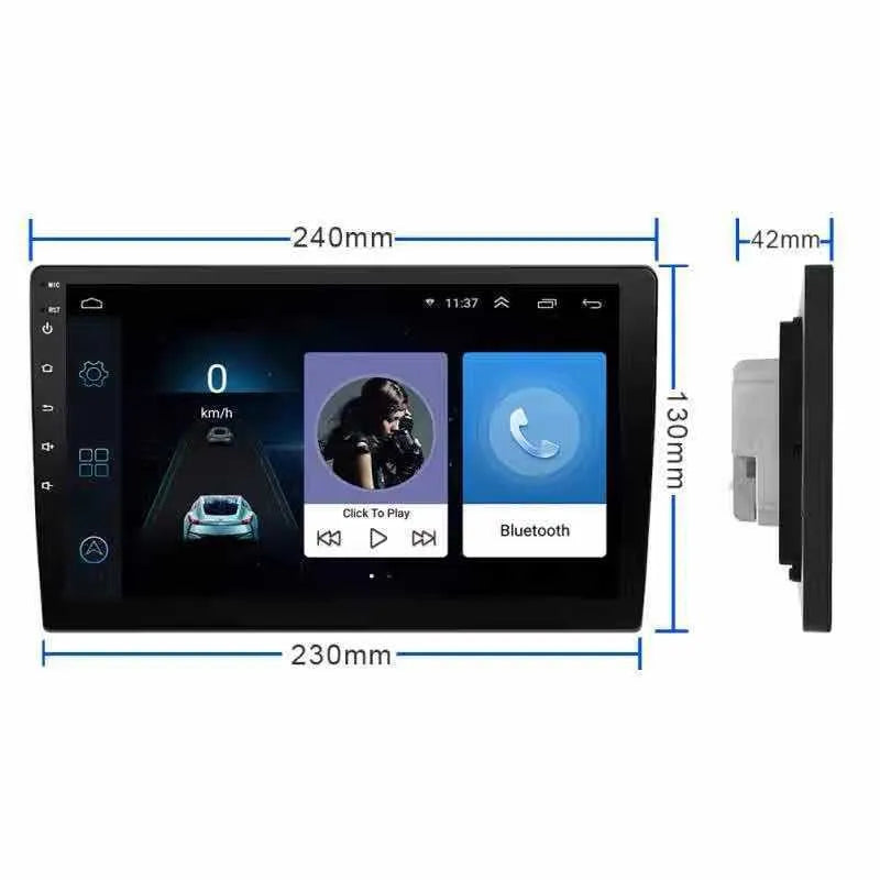 Black rotating screen Android car GPS navigator for GM vehicles with large TFT HD display.