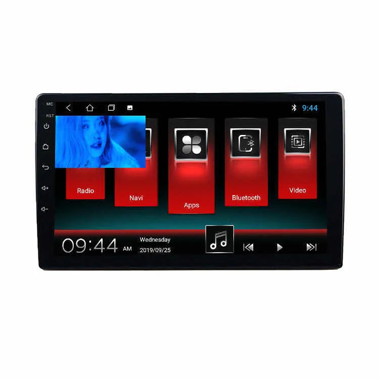 Black rotating screen Android car GPS navigator for GM vehicles with large TFT HD display.