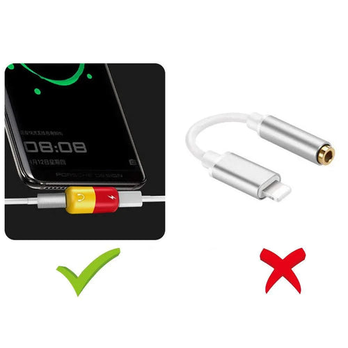 Blue Huawei phone case with integrated USB-C charging and audio splitter adapter