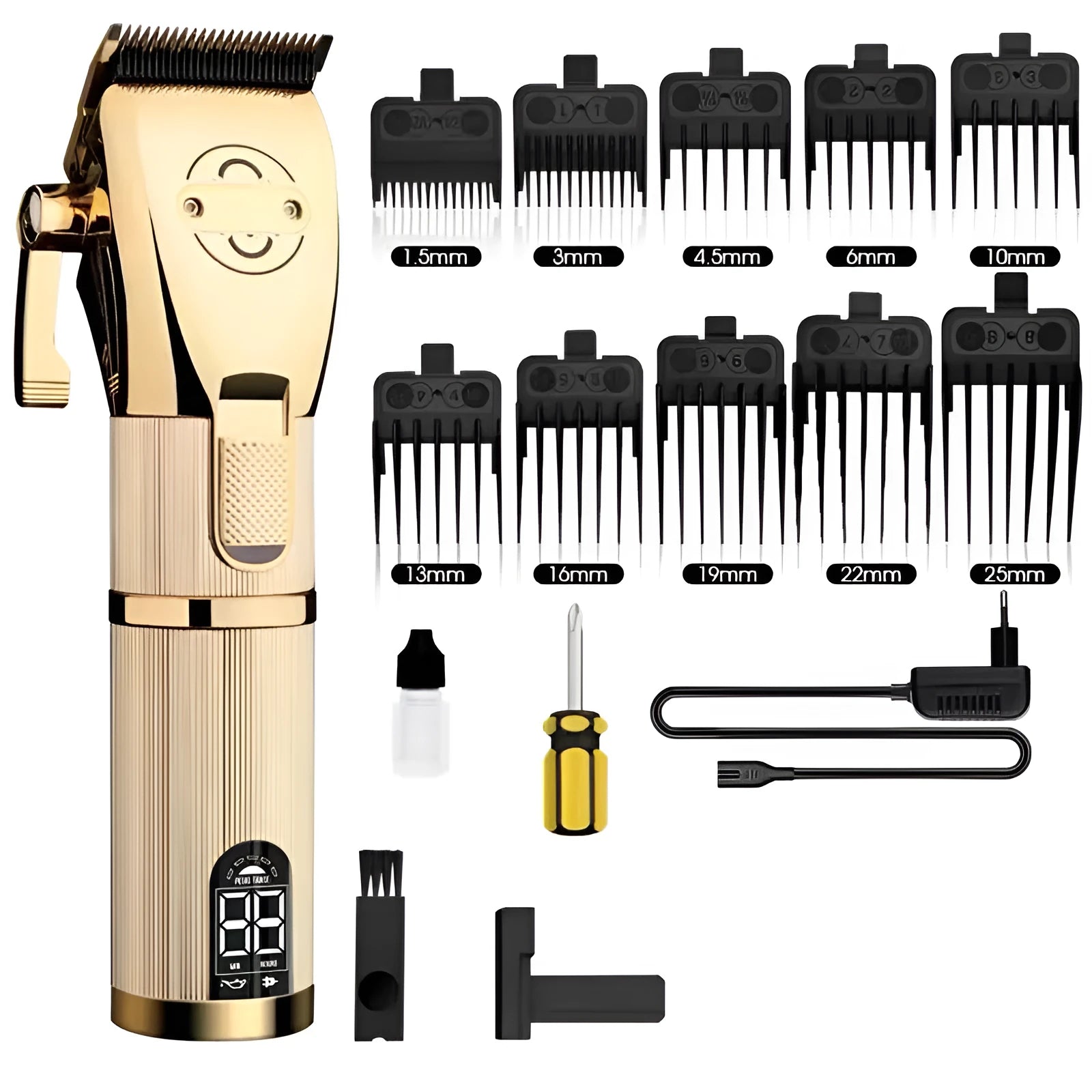 Gold cordless hair clipper Model 2880 with dual-power function and 25W motor