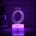 3D laser-engraved diamond ring design LED night light illuminated with colour-changing lights