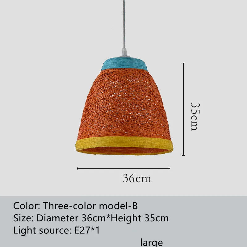 Natural woven rattan ball hanging pendant lamp with an adjustable cord.
