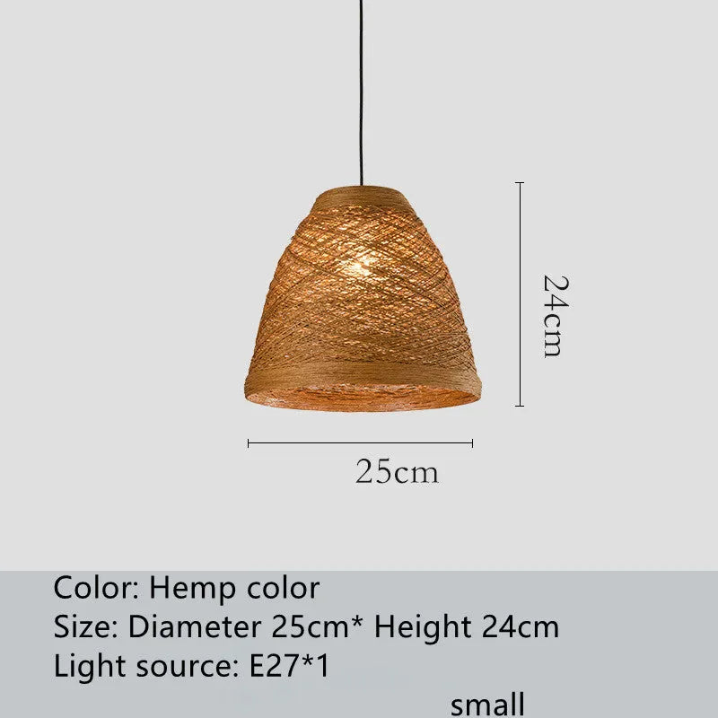 Natural woven rattan ball hanging pendant lamp with an adjustable cord.