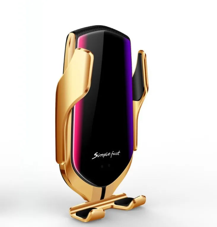 Magic Clip R1 automatic car phone holder with wireless charging in gold and silver colours