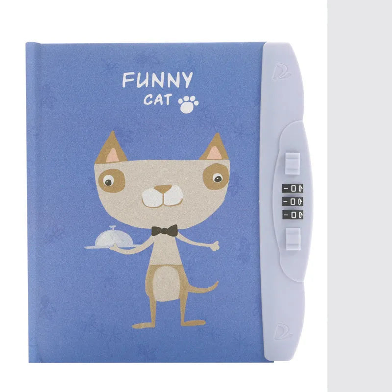 Children's lock notebook with colourful cartoon cover showing space or animal design