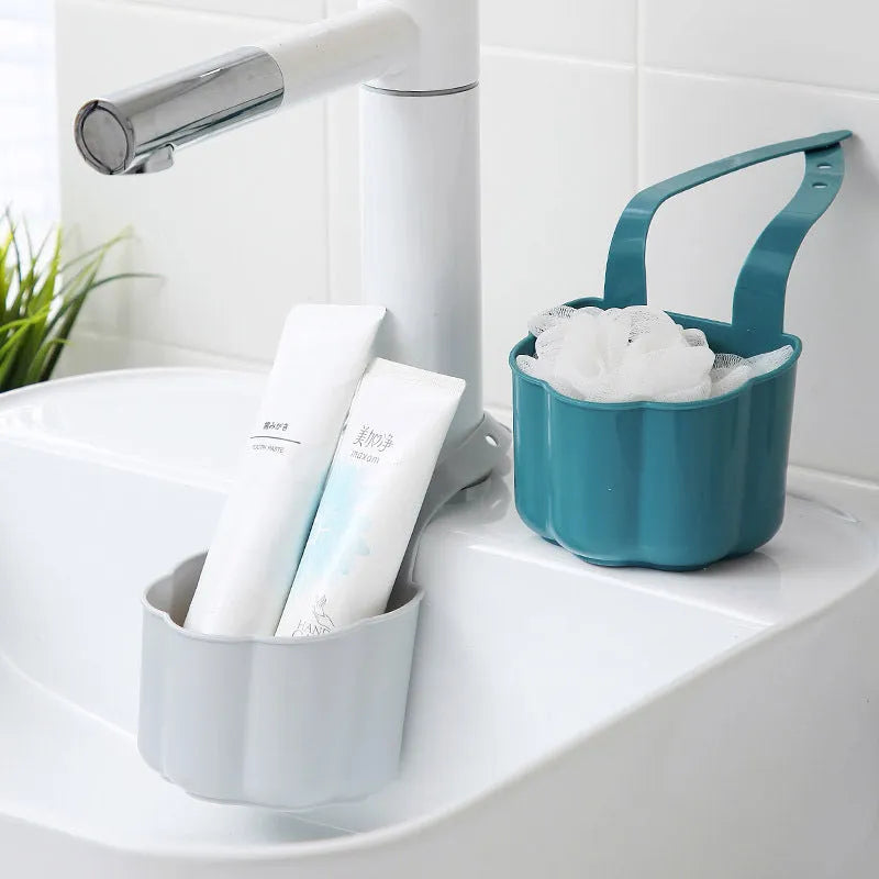Nordic style plastic drain basket for kitchen sinks in blue, grey or pink colours