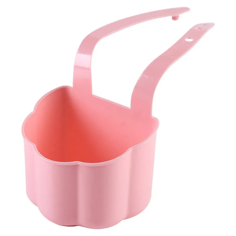 Nordic style plastic drain basket for kitchen sinks in blue, grey or pink colours