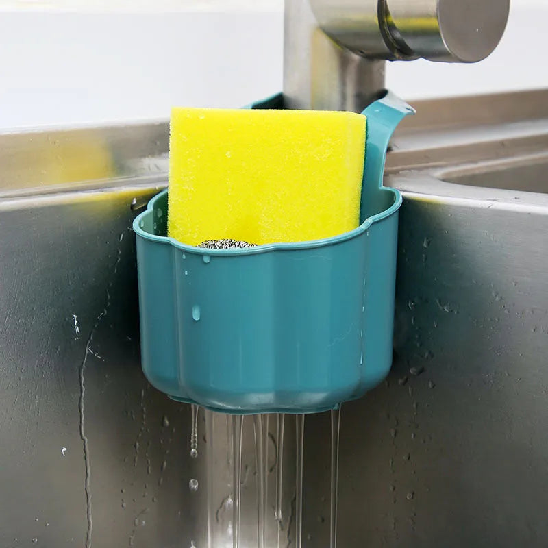 Nordic style plastic drain basket for kitchen sinks in blue, grey or pink colours
