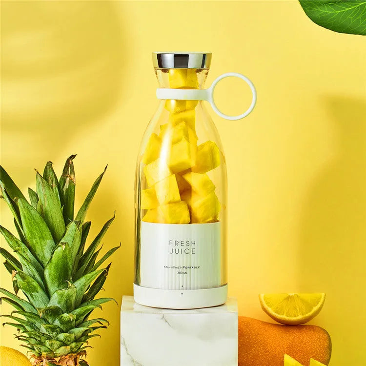 350ml white USB rechargeable portable blender with stainless steel blades and charging stand