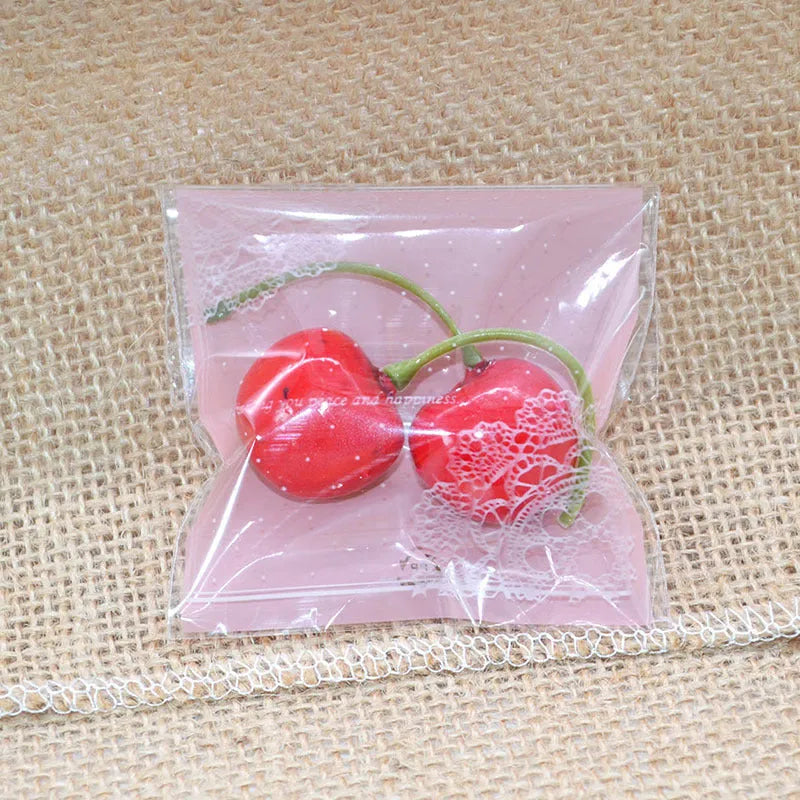 Pink self-adhesive handmade soap packaging bags with transparent plastic and adhesive strip