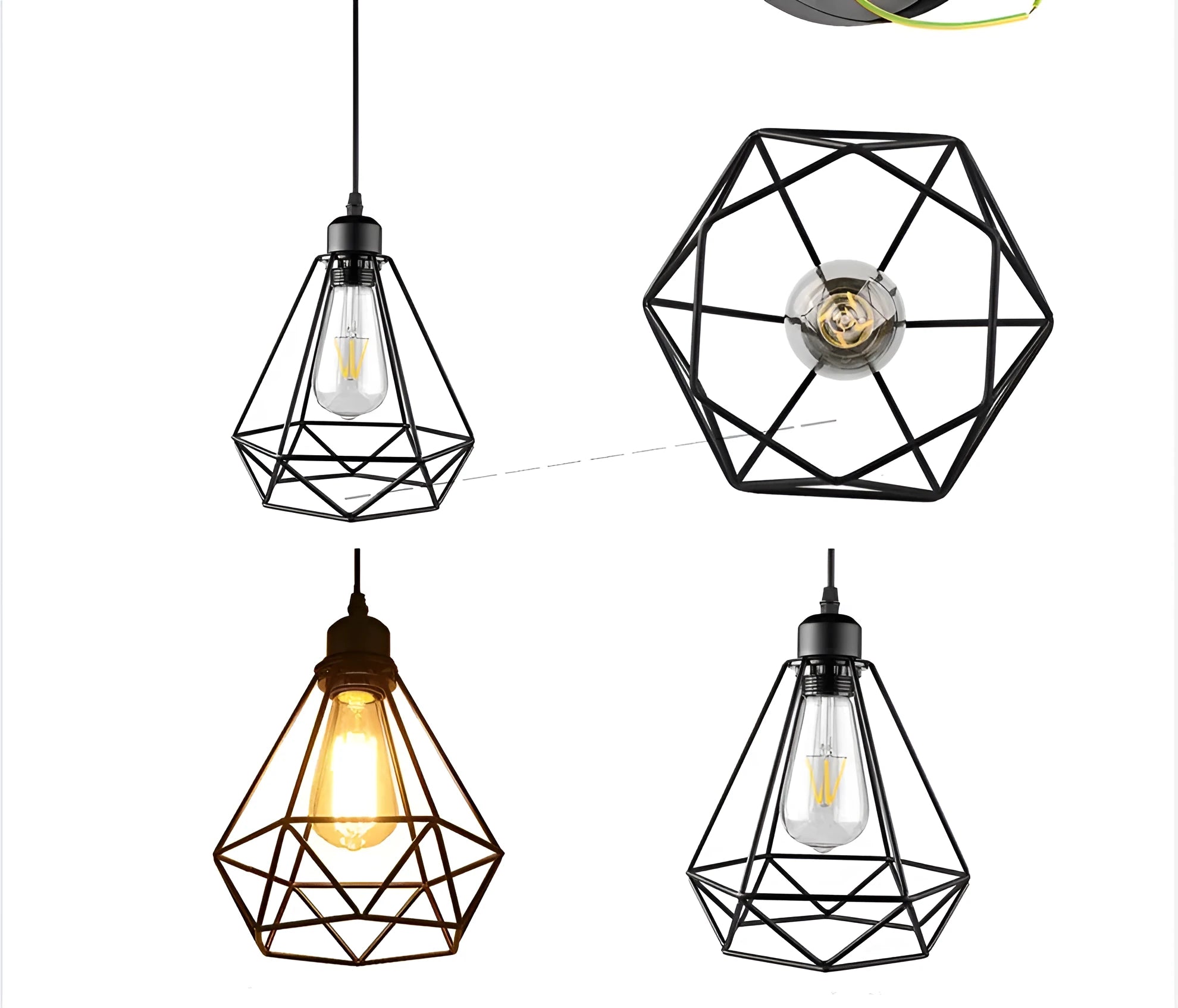 Black iron Nordic retro hanging chandelier with retractable dimensions for LED living room lighting