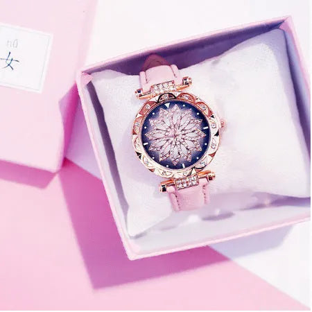 Women's diamond bezel watch with round 32mm dial available in nine colours including red, purple, green, blue, black, pink, light brown, grey, brown