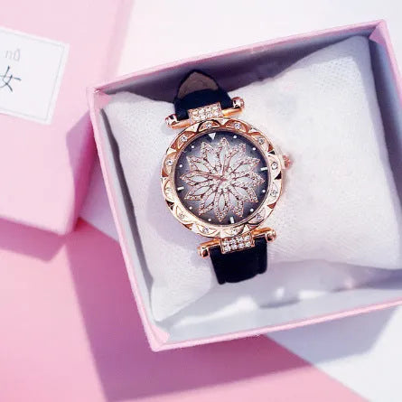 Women's diamond bezel watch with round 32mm dial available in nine colours including red, purple, green, blue, black, pink, light brown, grey, brown