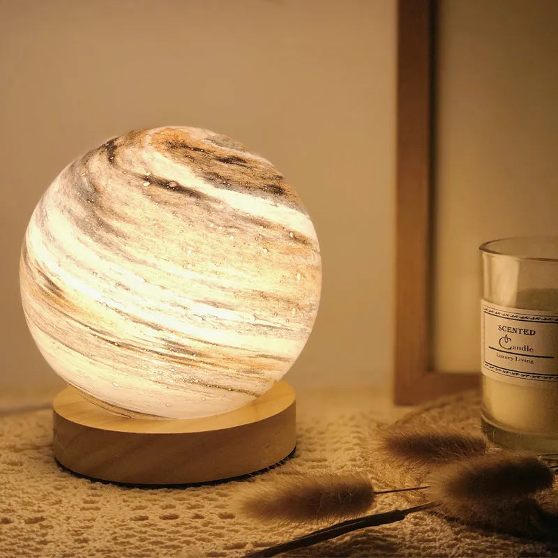 Nordic style bedside table lamp with glass shade and girl heart decoration in available colours