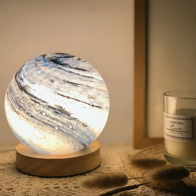 Nordic style bedside table lamp with glass shade and girl heart decoration in available colours