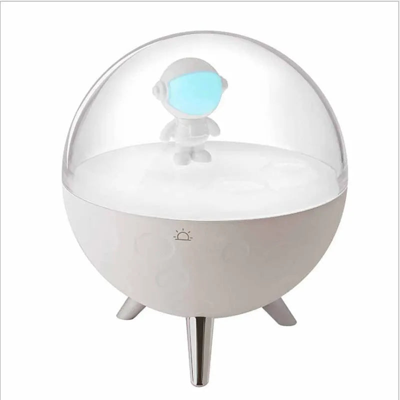 Cartoon LED night light with plastic shade showing blue and white colour options