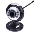 USB webcam with six white LED lights around the lens for night vision video calling