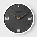 Nordic minimalist round wall clock with perforated numbers in 12-inch diameter
