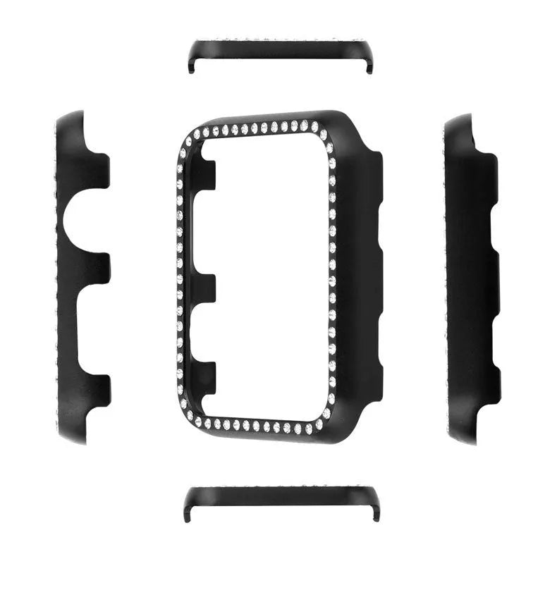 Silver aluminium alloy diamond frame protective case for an Apple Watch