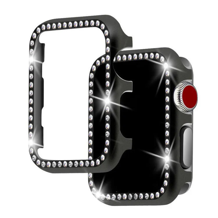 Silver aluminium alloy diamond frame protective case for an Apple Watch