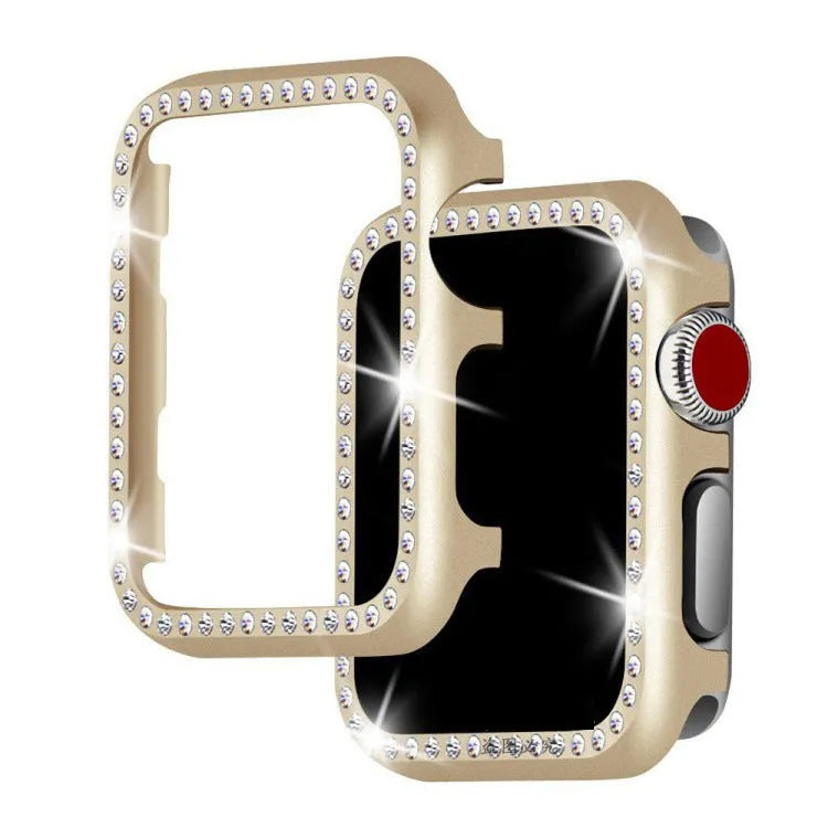 Silver aluminium alloy diamond frame protective case for an Apple Watch
