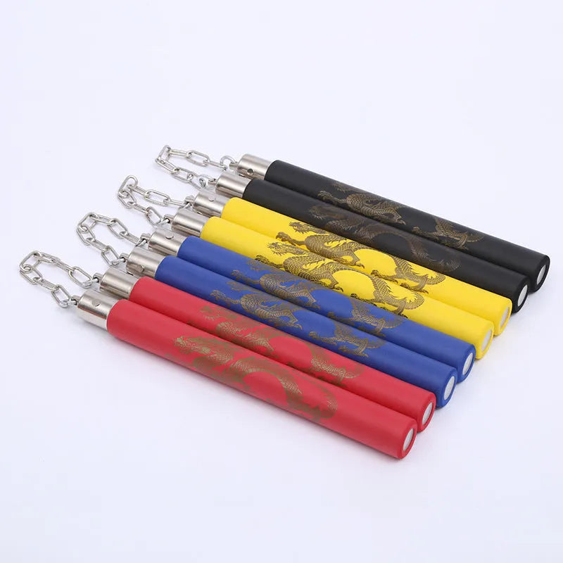 Sponge nunchaku training sticks with foam covering and iron chain in four colour options
