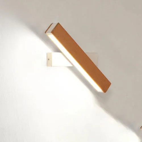 Modern wooden LED wall lamp with adjustable lighting bar in black or white finish