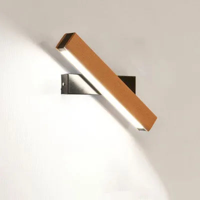 Modern wooden LED wall lamp with adjustable lighting bar in black or white finish