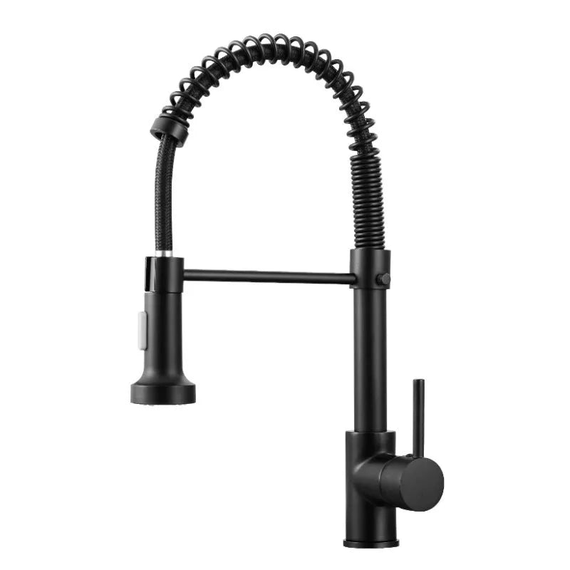 Matte black deck-mounted kitchen faucet with copper body and wrench-type handle